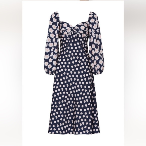 Sachin + Babi Blue and White Puff Sleeve Midi Dress - Picture 5 of 5